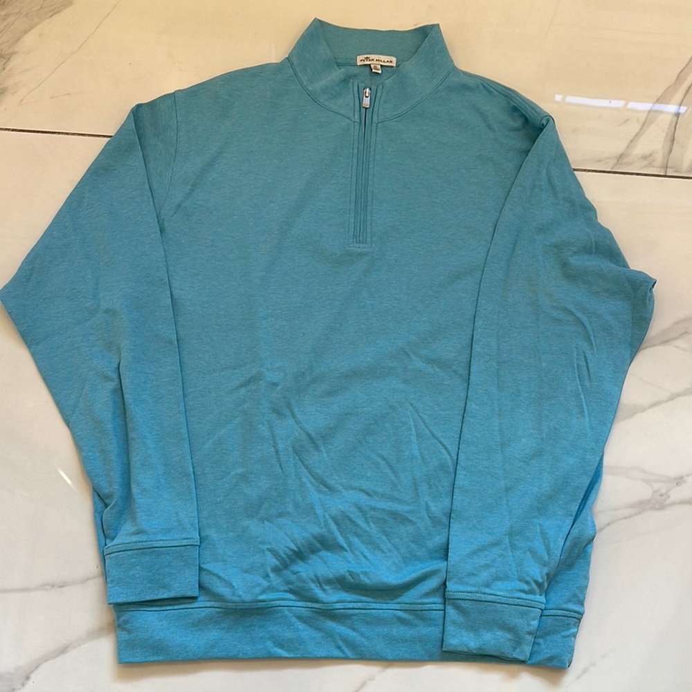 Peter Millar Blue/Teal Quarter-Zip Men's Sweater